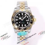 Clean Factory 1:1 Clone Rolex GMT Master II Two tone Gold Black Bezel 3285 Watch